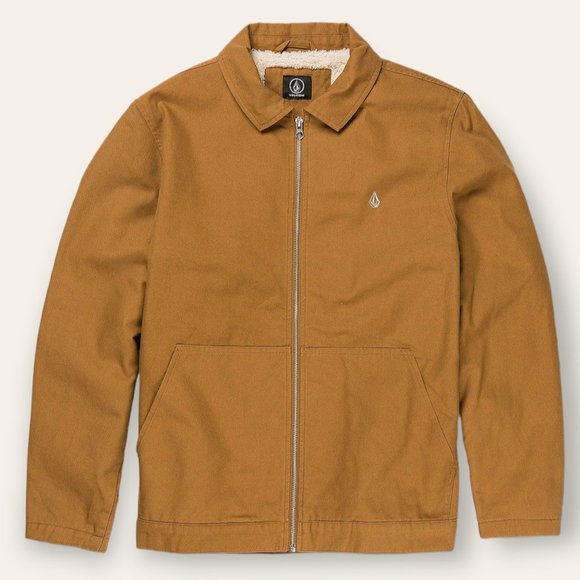 NWT Volcom Palm Drive Canvas Jacket Size M Rust Teddy Fleece Lined - Picture 3 of 11